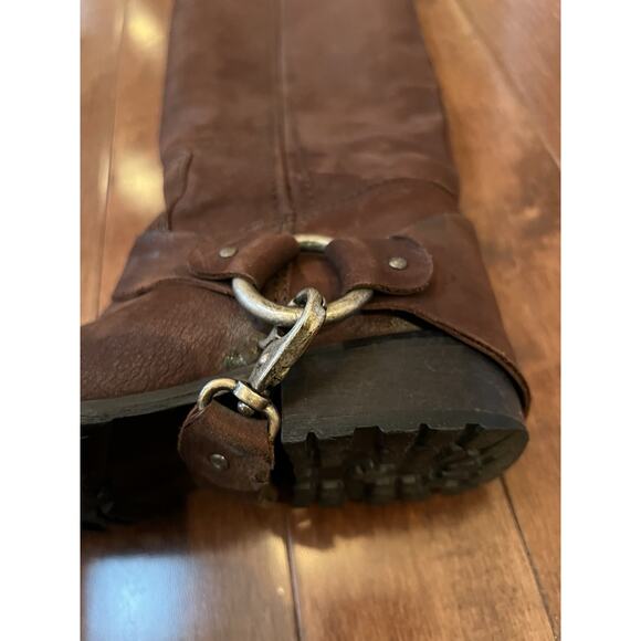 Vintage Brown Leather Harness Riding Boots Sz Women's 35.5 Made In Italy - Picture 10 of 14